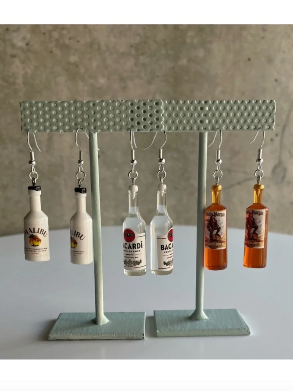 Rum Bottle Dangle Earrings | Novelty Bar Jewelry